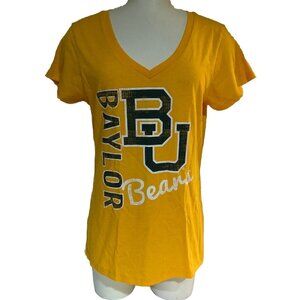 NEW Baylor Bears State BU Colosseum Yellow V-Neck SS Tee Shirt Women's M